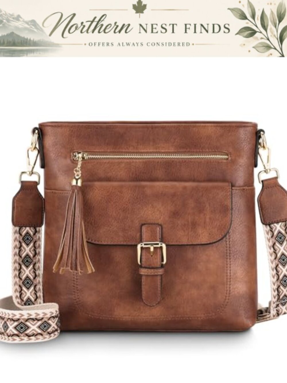 Soft Vegan Leather Crossbody Bag with Adjustable Shoulder Strap